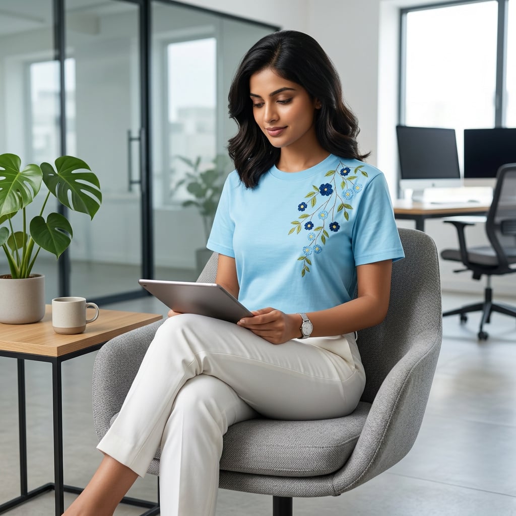 LOOMA - Women’s Embroidered T‑Shirt – Streetwear Style - Image 2