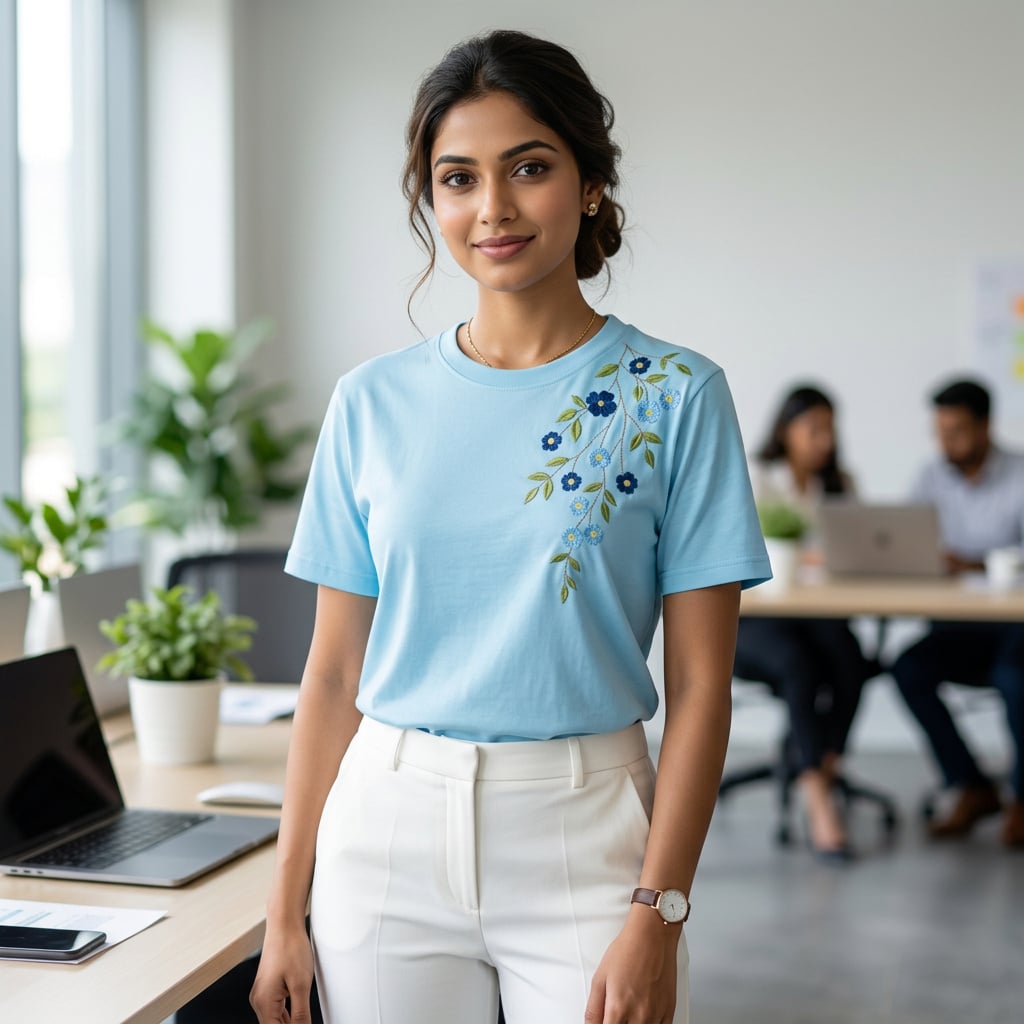 LOOMA - Women’s Embroidered T‑Shirt – Streetwear Style - Image 3