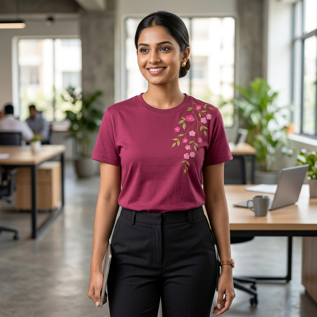 LOOMA - Women’s Embroidered T‑Shirt – Streetwear Style - Image 6
