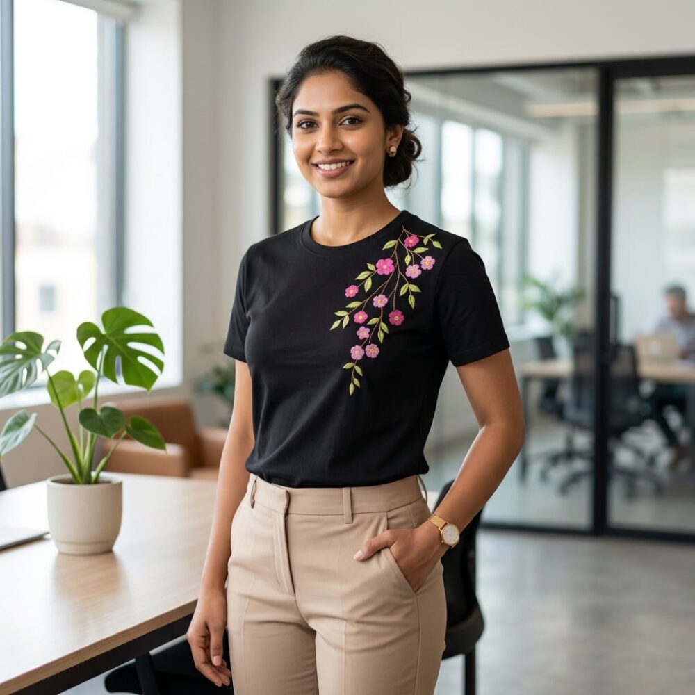 LOOMA - Women’s Embroidered T‑Shirt – Streetwear Style